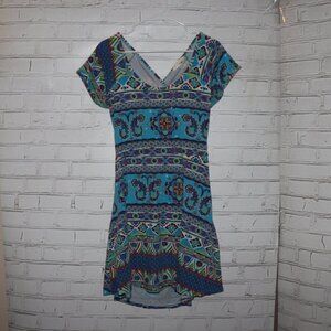 🎨 Derek Plus Cut‑Out Waist Dress · Size 1X · Multicolor Boho Print